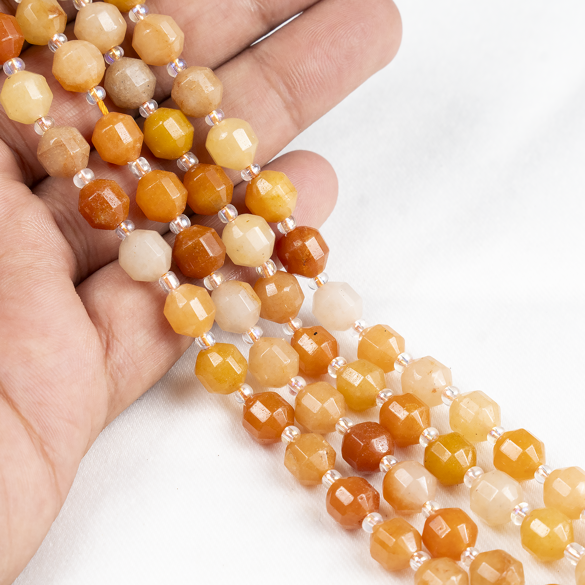 Red Aventurine Faceted Prism Cut Beads For Jewelry Making