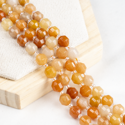 Red Aventurine Faceted Prism Cut Beads For Jewelry Making
