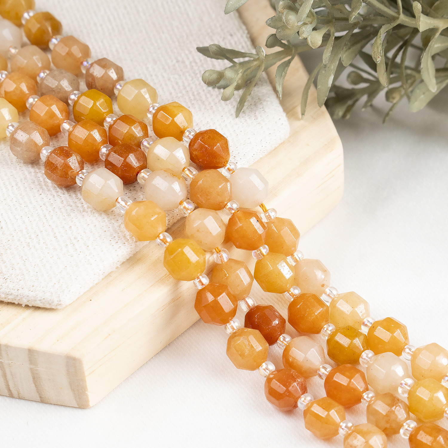 Red Aventurine Faceted Prism Cut Beads For Jewelry Making