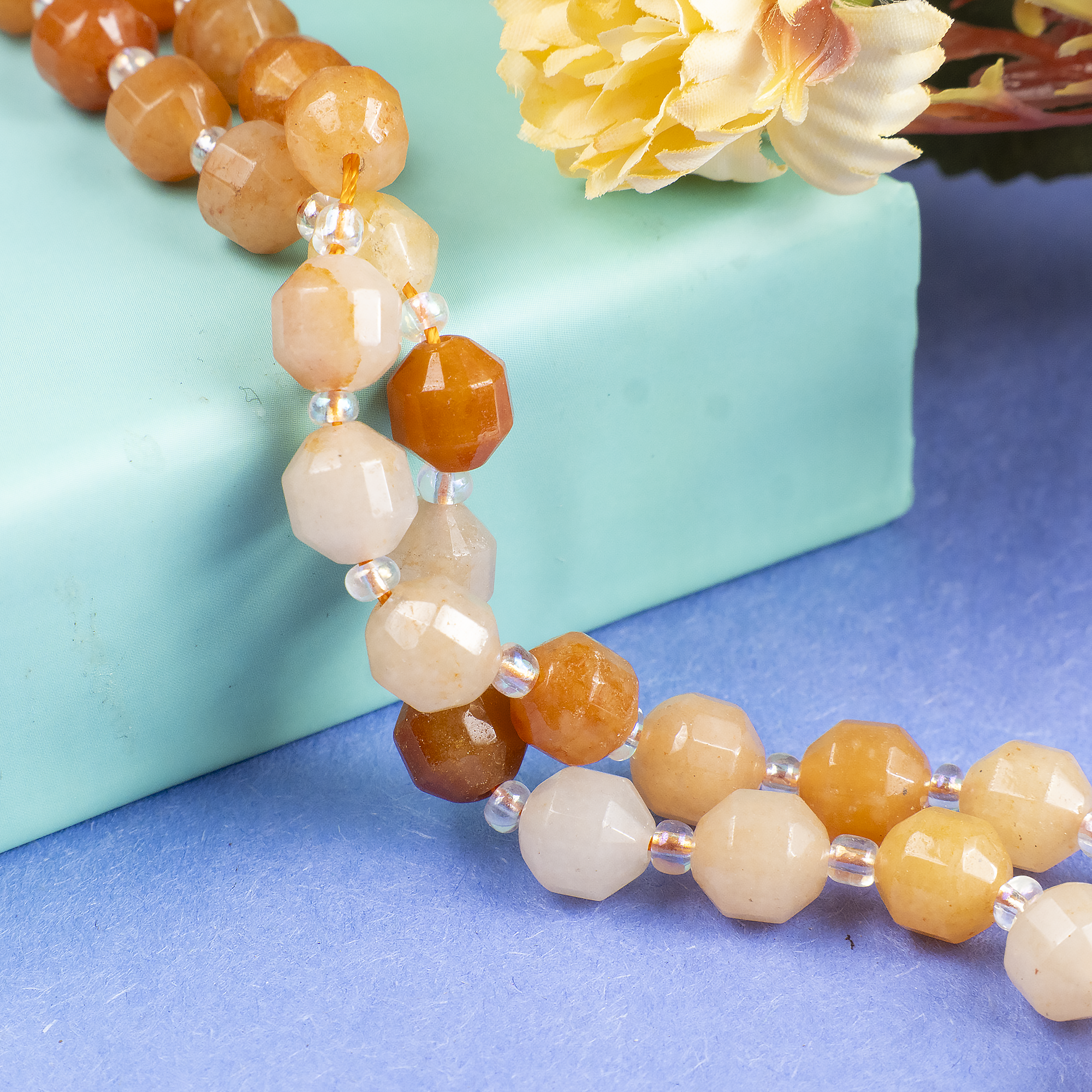 Red Aventurine Faceted Prism Cut Beads For Jewelry Making