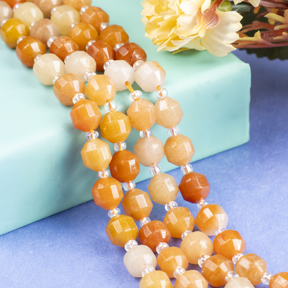 Red Aventurine Faceted Prism Cut Beads For Jewelry Making