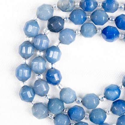 Blue Aventurine Faceted Prism Cut Beads For Jewelry Making