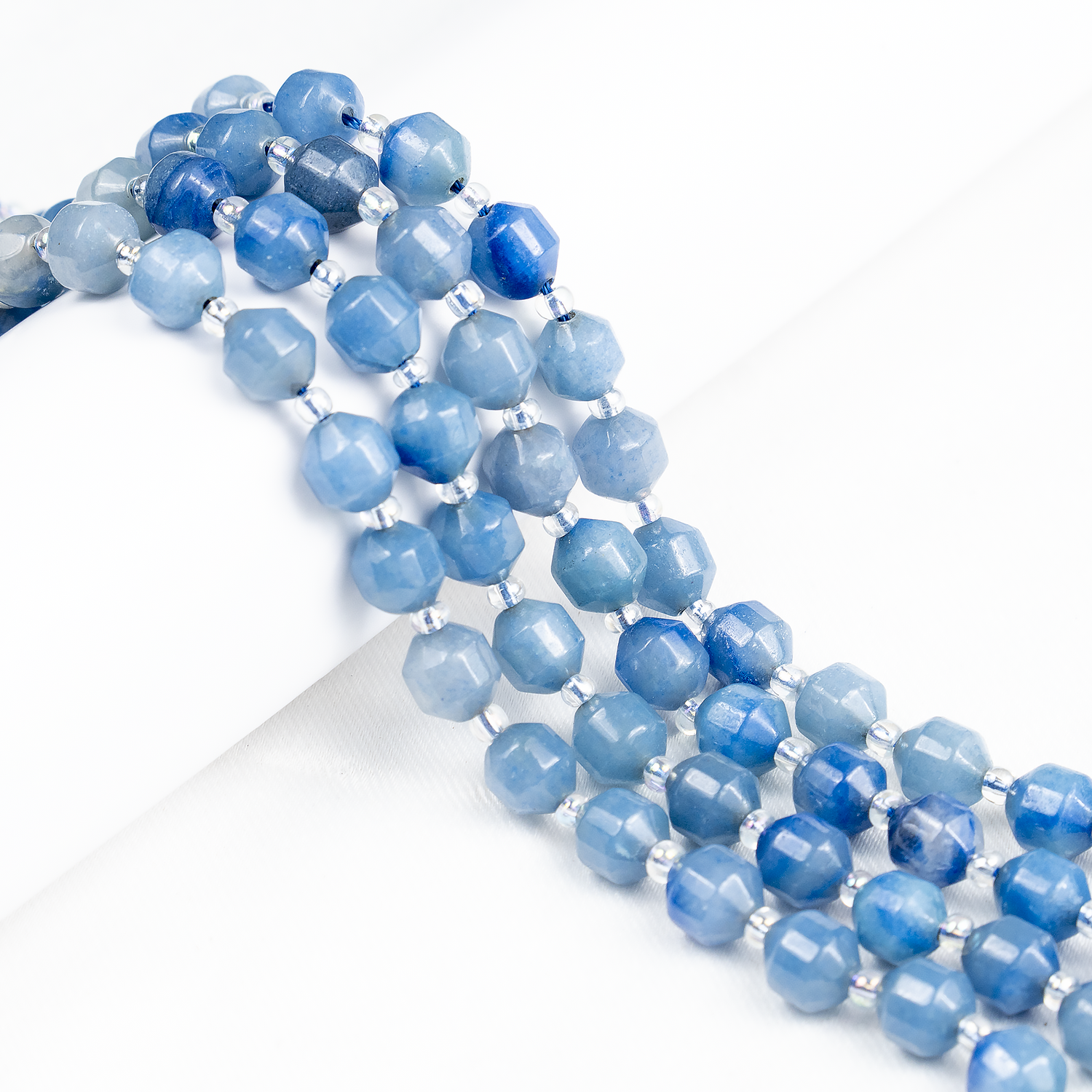 Blue Aventurine Faceted Prism Cut Beads For Jewelry Making