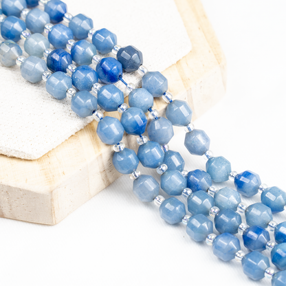 Blue Aventurine Faceted Prism Cut Beads For Jewelry Making