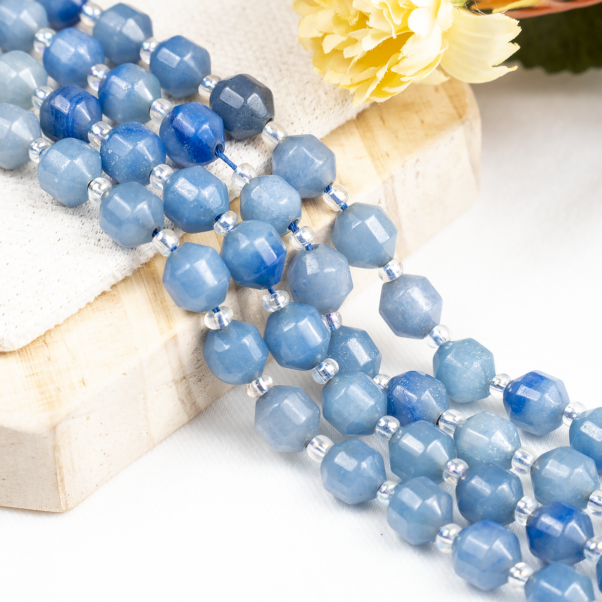 Blue Aventurine Faceted Prism Cut Beads For Jewelry Making