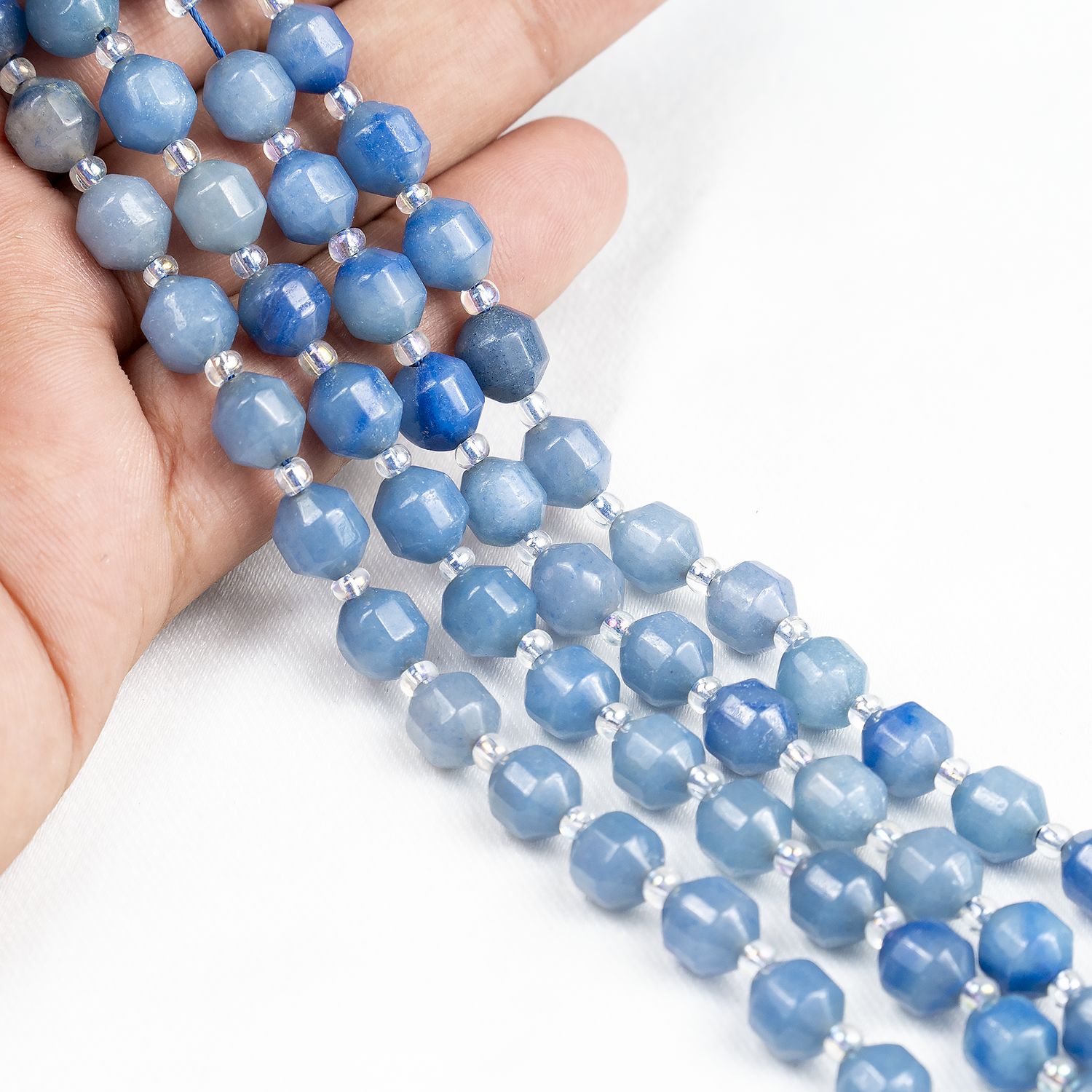 Blue Aventurine Faceted Prism Cut Beads For Jewelry Making