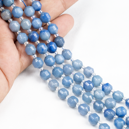 Blue Aventurine Faceted Prism Cut Beads For Jewelry Making