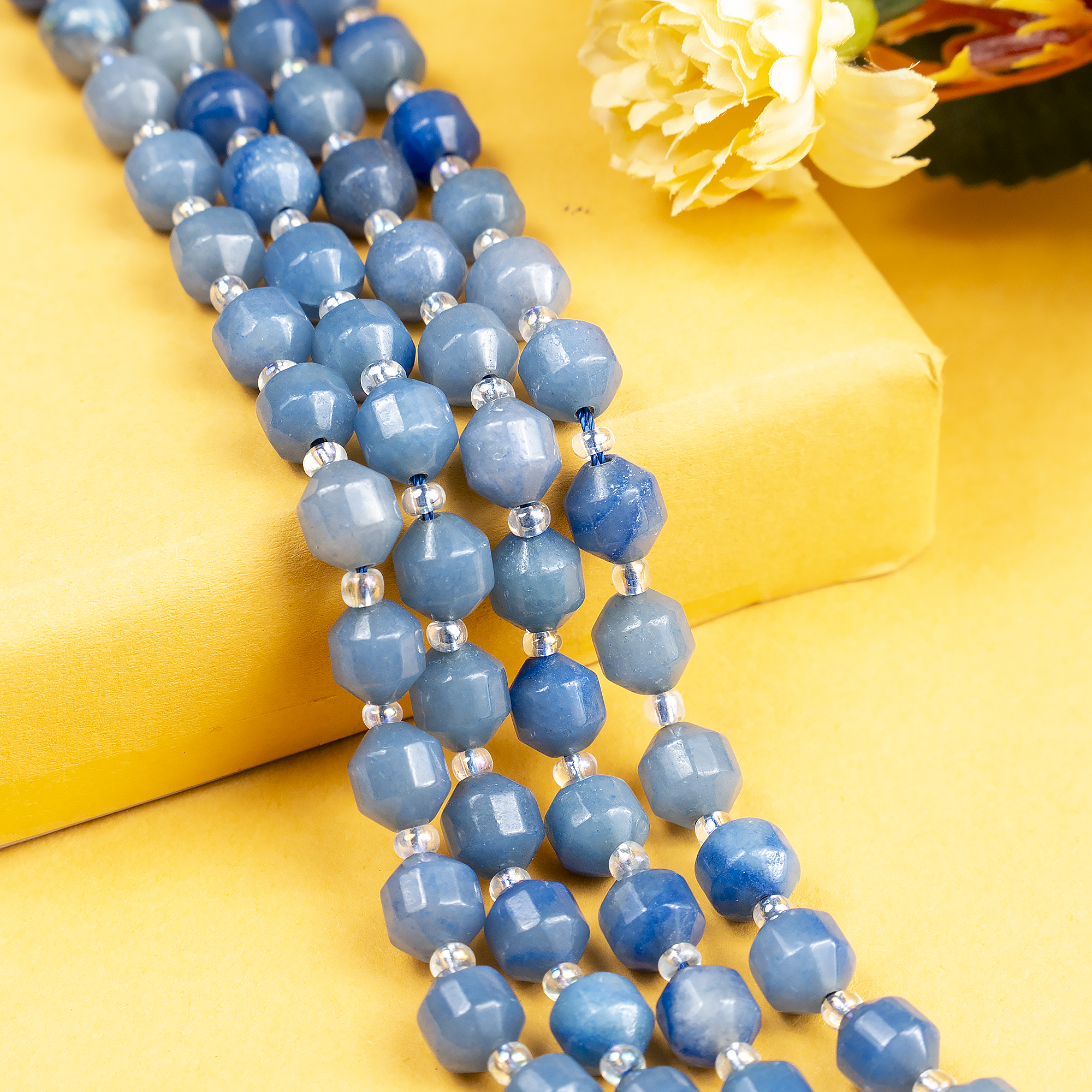 Blue Aventurine Faceted Prism Cut Beads For Jewelry Making