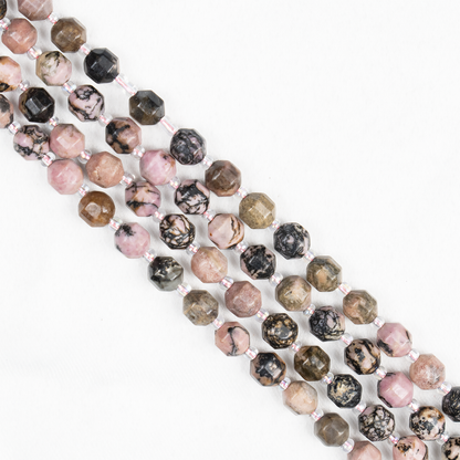 Rhodonite Faceted Prism Cut Beads For Jewelry Making  DestGlow