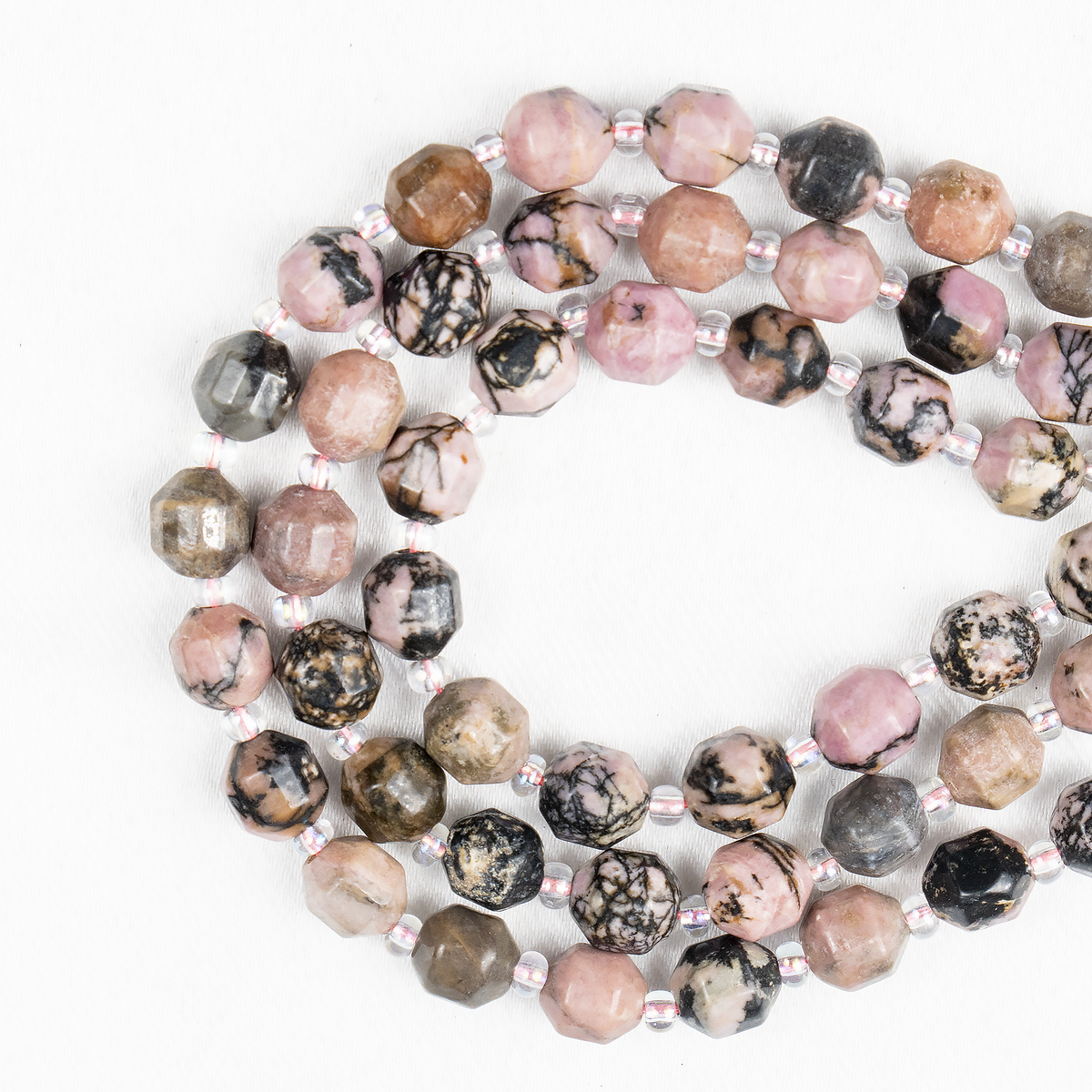Rhodonite Faceted Prism Cut Beads For Jewelry Making