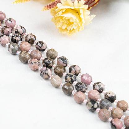 Rhodonite Faceted Prism Cut Beads For Jewelry Making  DestGlow