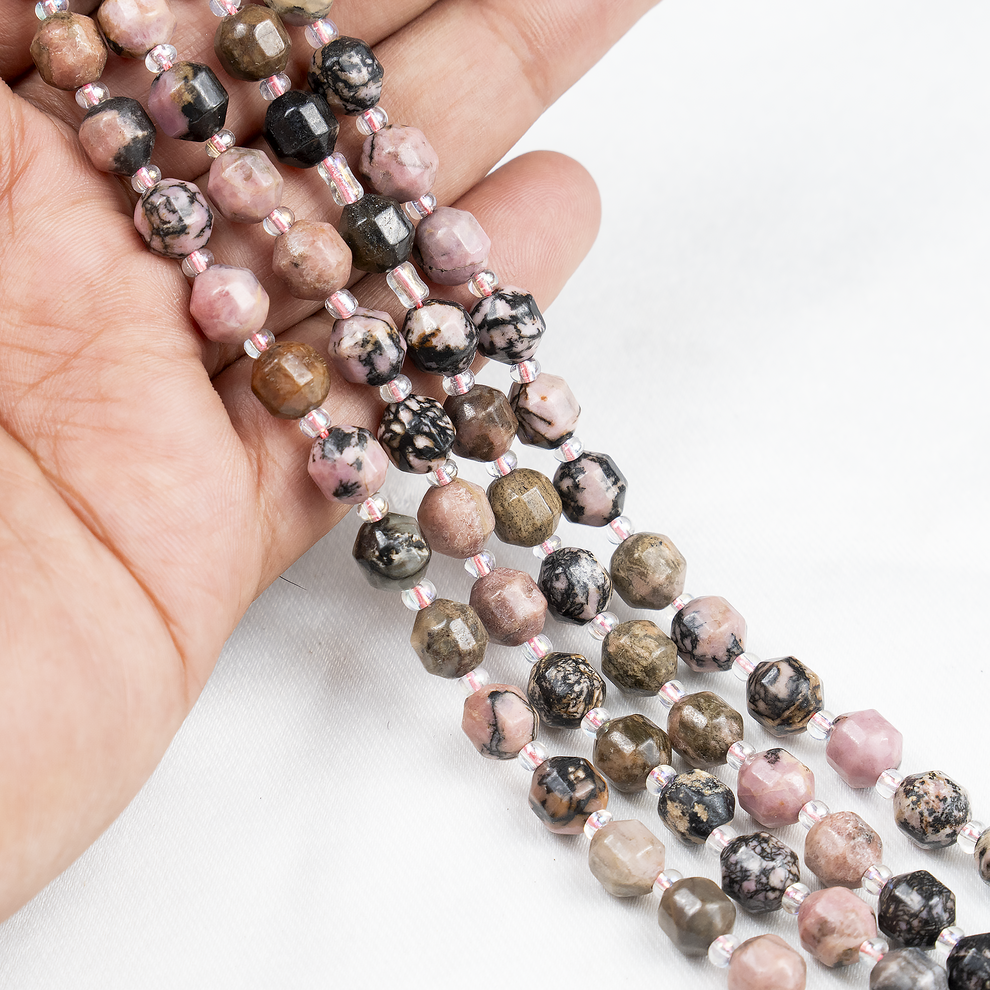 Rhodonite Faceted Prism Cut Beads For Jewelry Making  DestGlow