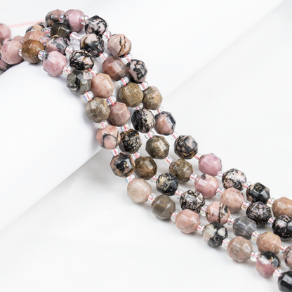 Rhodonite Faceted Prism Cut Beads For Jewelry Making  DestGlow