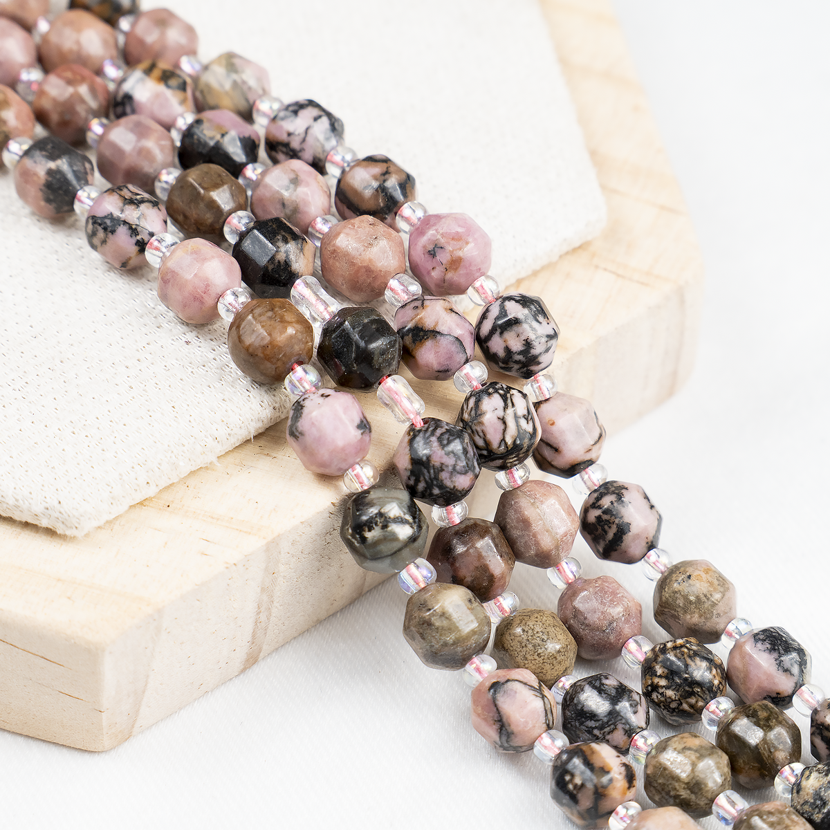 Rhodonite Faceted Prism Cut Beads For Jewelry Making  DestGlow