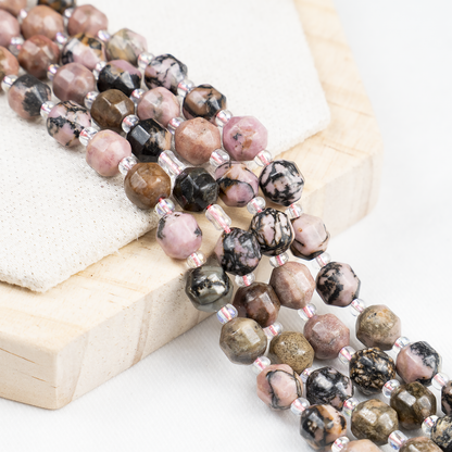 Rhodonite Faceted Prism Cut Beads For Jewelry Making  DestGlow