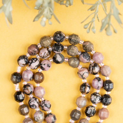 Rhodonite Faceted Prism Cut Beads For Jewelry Making  DestGlow