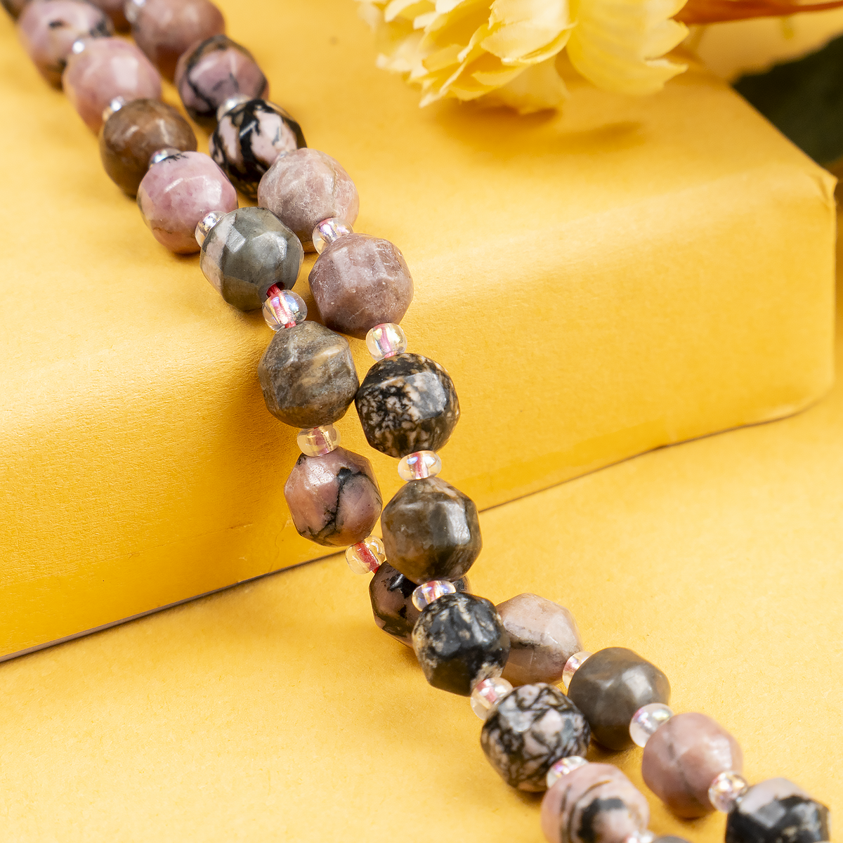 Rhodonite Faceted Prism Cut Beads For Jewelry Making