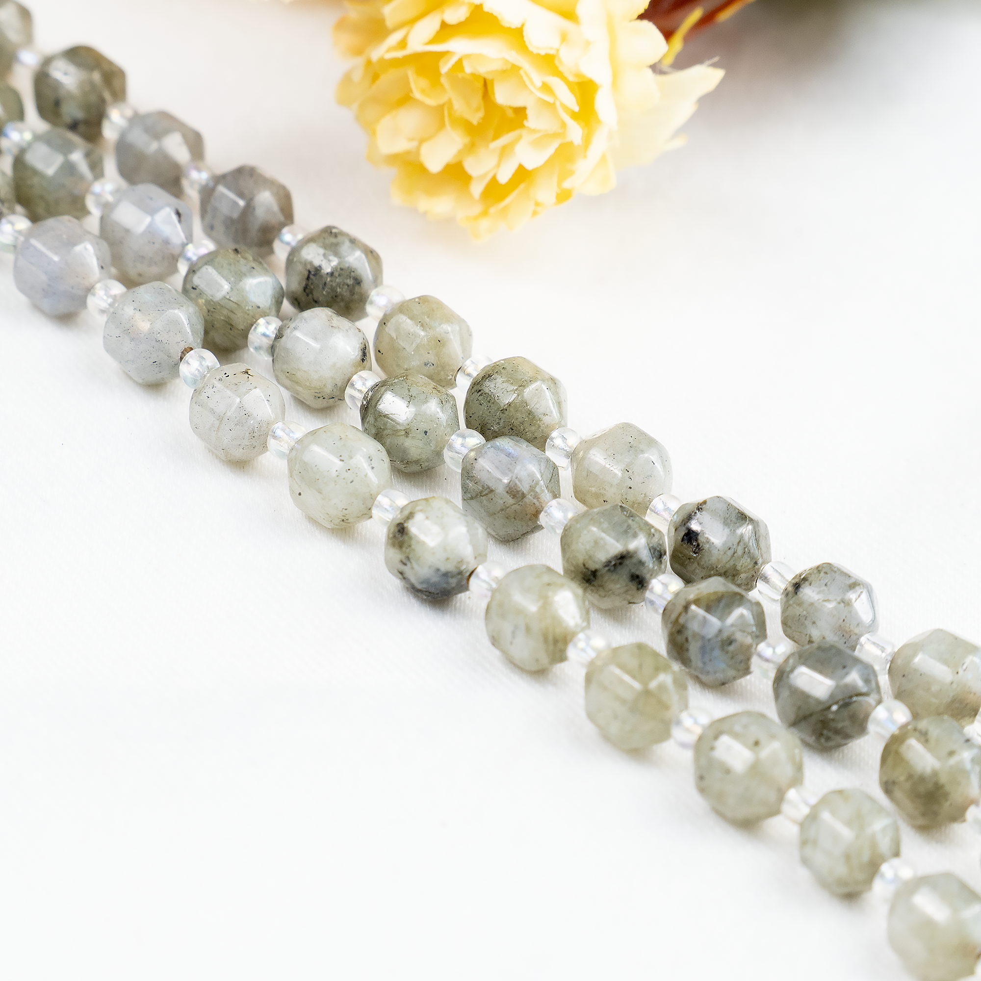 Labradorite Faceted Prism Cut Beads For Jewelry Making  DestGlow