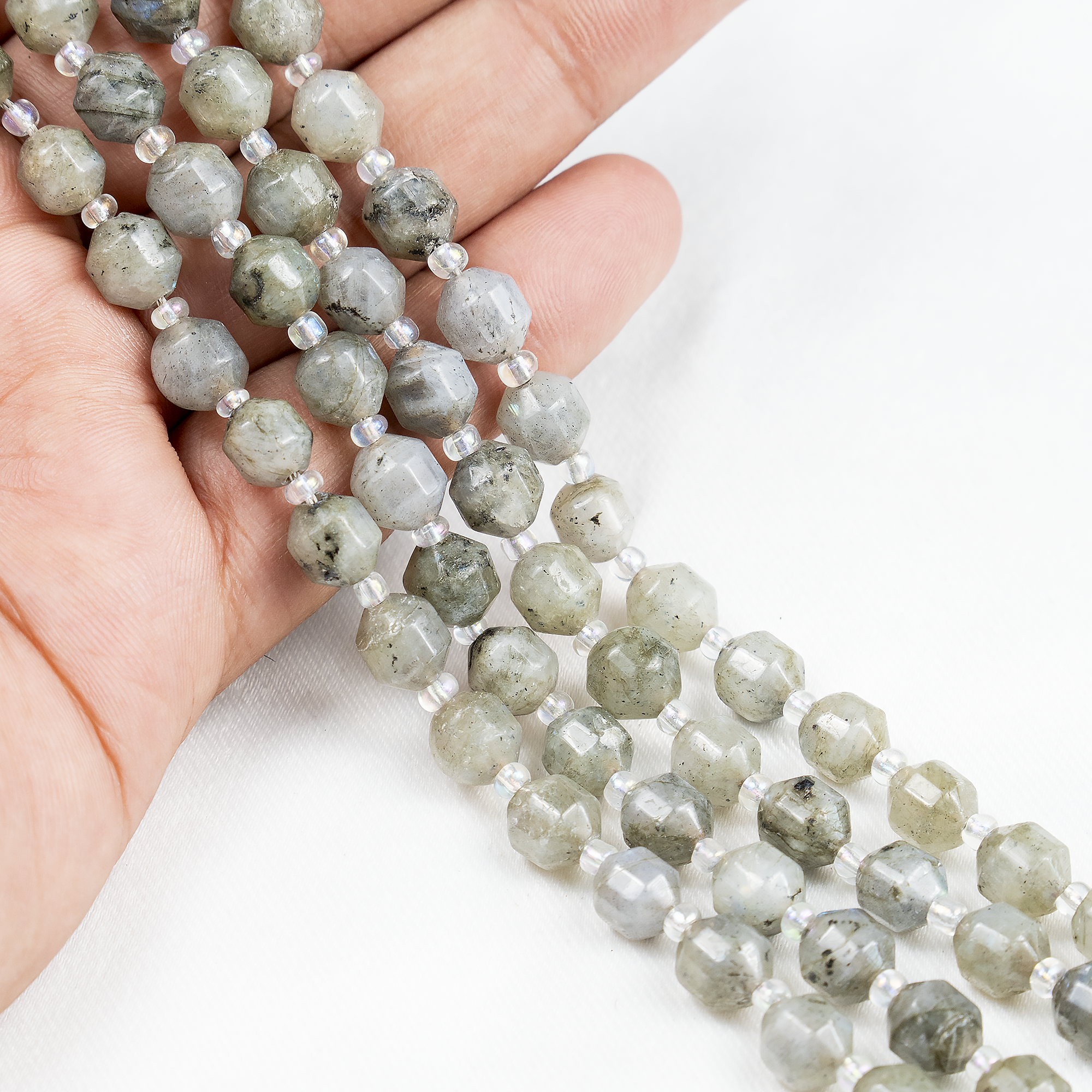 Labradorite Faceted Prism Cut Beads For Jewelry Making  DestGlow
