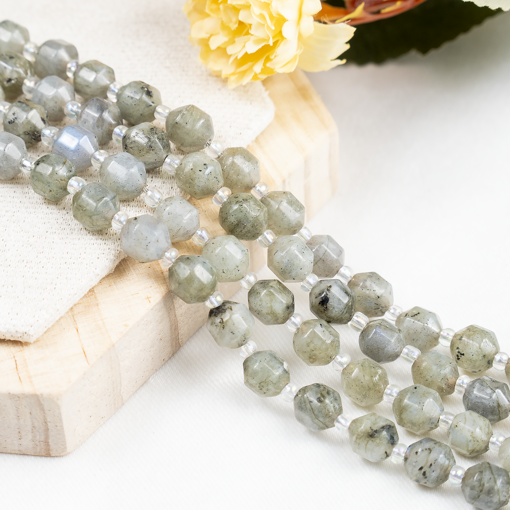Labradorite Faceted Prism Cut Beads For Jewelry Making  DestGlow