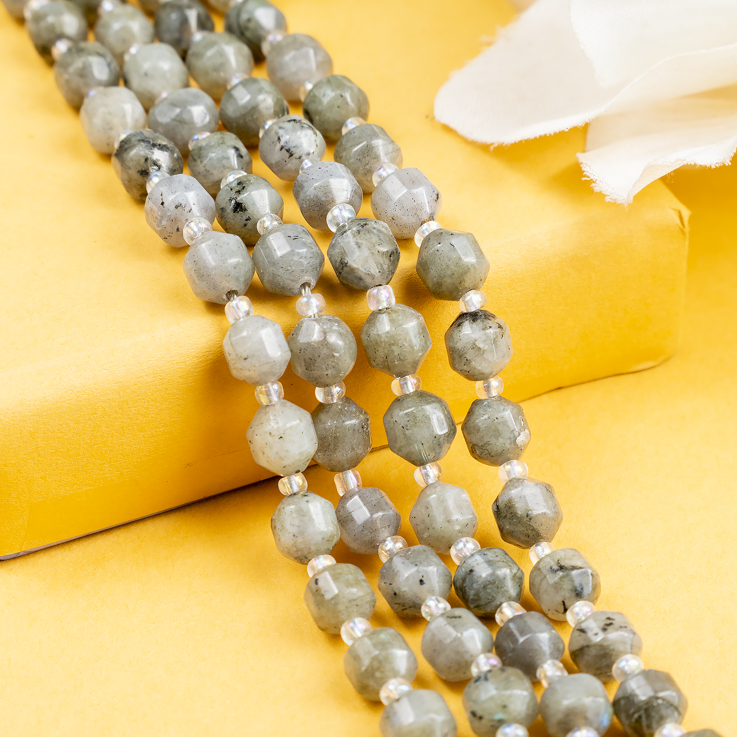 Labradorite Faceted Prism Cut Beads For Jewelry Making  DestGlow