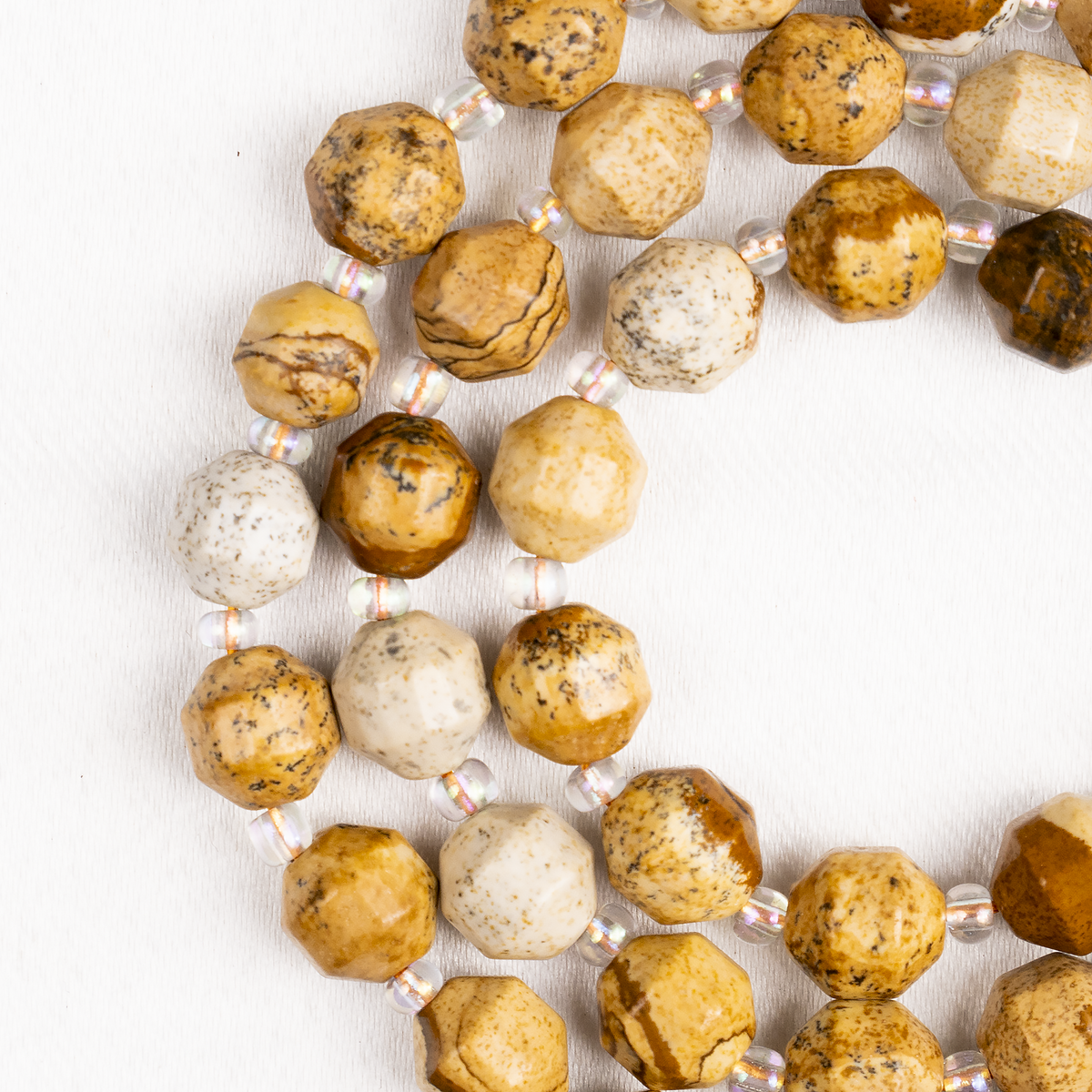 Picture Jasper Faceted Prism Cut Beads For Jewelry Making  DestGlow