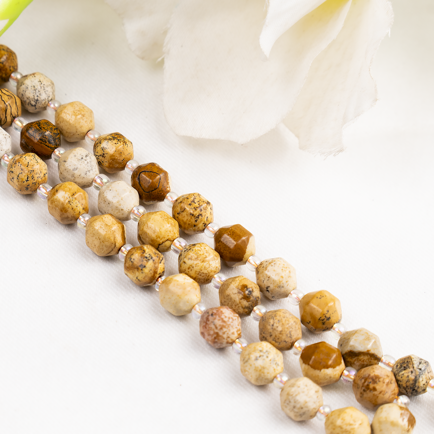 Picture Jasper Faceted Prism Cut Beads For Jewelry Making  DestGlow