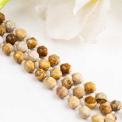 Picture Jasper Faceted Prism Cut Beads For Jewelry Making  DestGlow