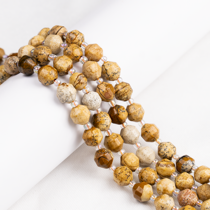 Picture Jasper Faceted Prism Cut Beads For Jewelry Making  DestGlow