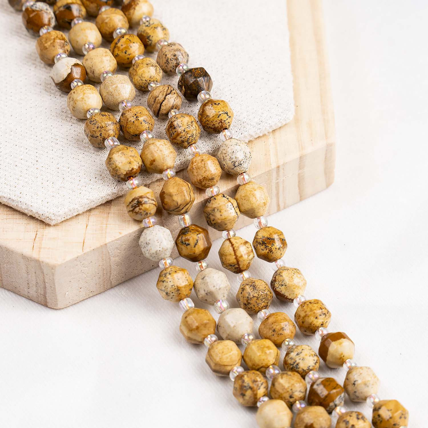 Picture Jasper Faceted Prism Cut Beads For Jewelry Making  DestGlow