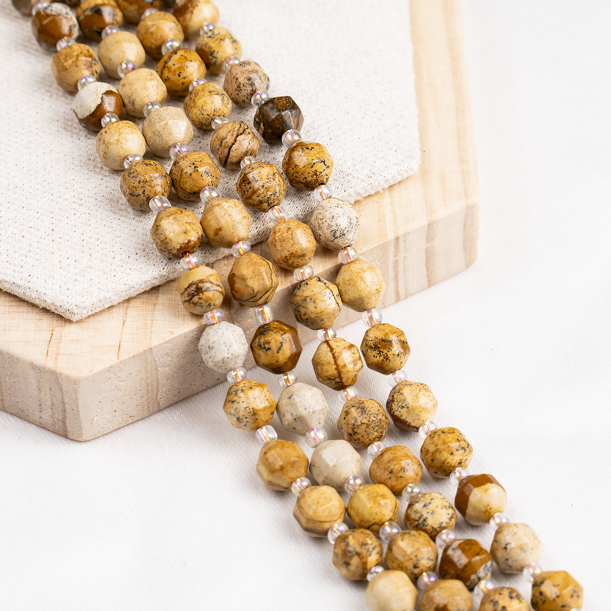 Picture Jasper Faceted Prism Cut Beads For Jewelry Making  DestGlow