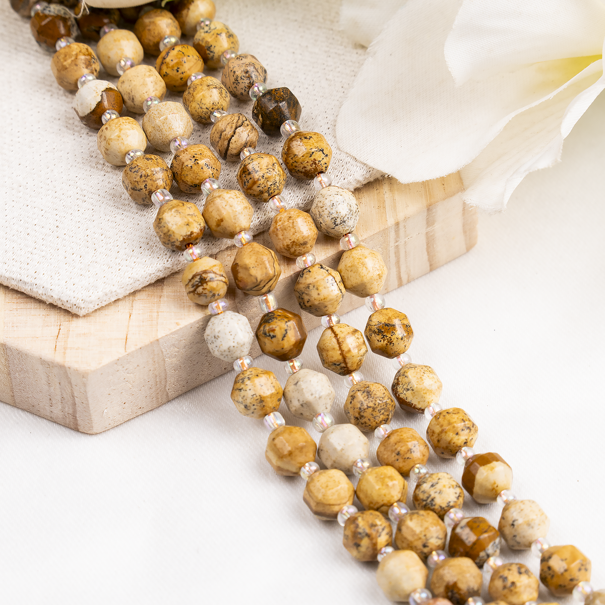 Picture Jasper Faceted Prism Cut Beads For Jewelry Making  DestGlow