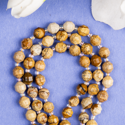 Picture Jasper Faceted Prism Cut Beads For Jewelry Making  DestGlow