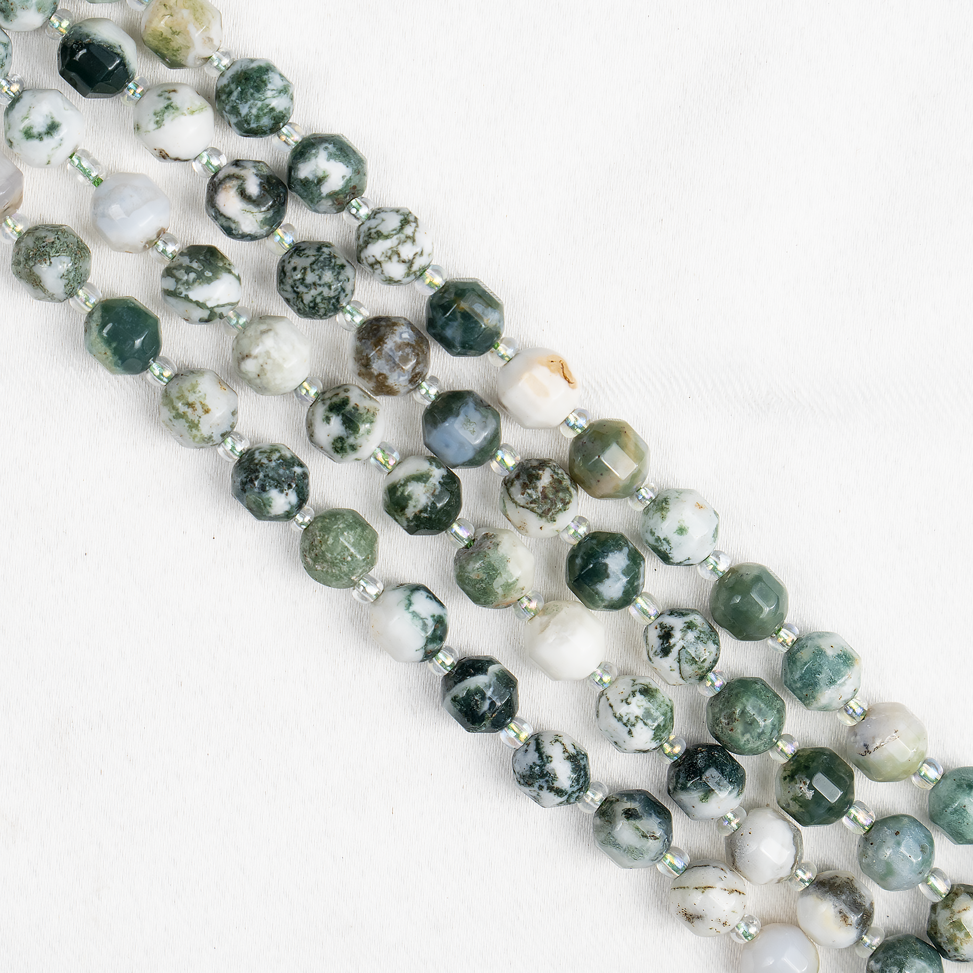Tree Agate Faceted Prism Cut Beads For Jewelry Making