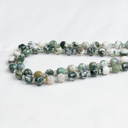 Tree Agate Faceted Prism Cut Beads For Jewelry Making
