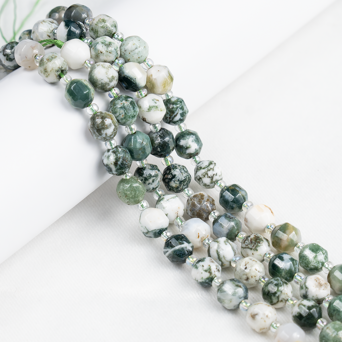 Tree Agate Faceted Prism Cut Beads For Jewelry Making