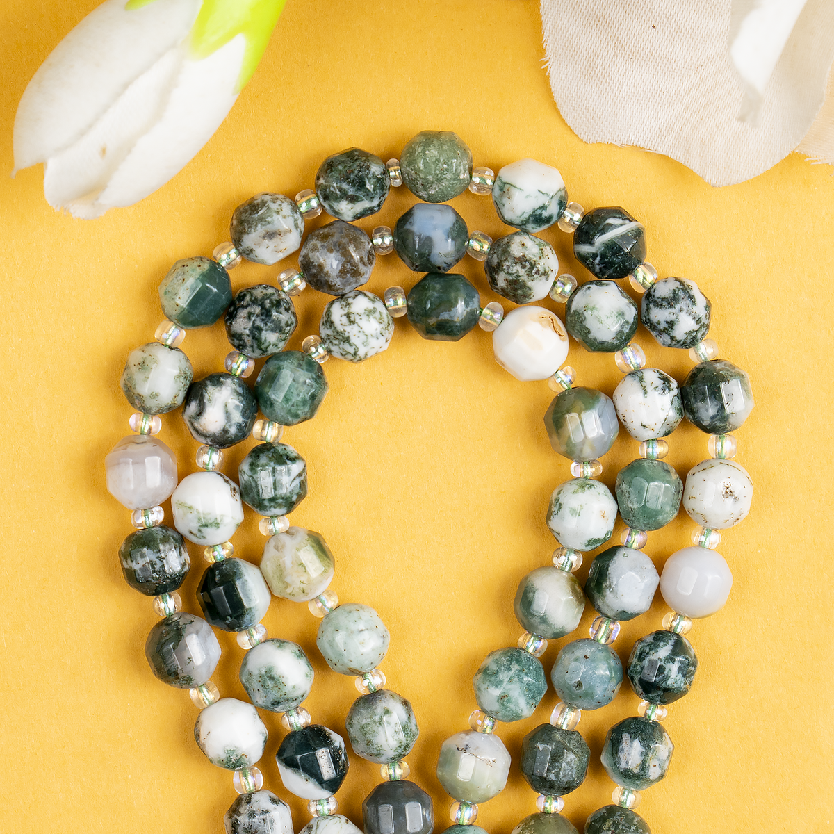 Tree Agate Faceted Prism Cut Beads For Jewelry Making