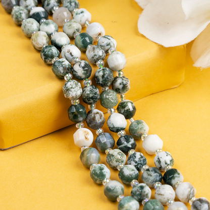 Tree Agate Faceted Prism Cut Beads For Jewelry Making