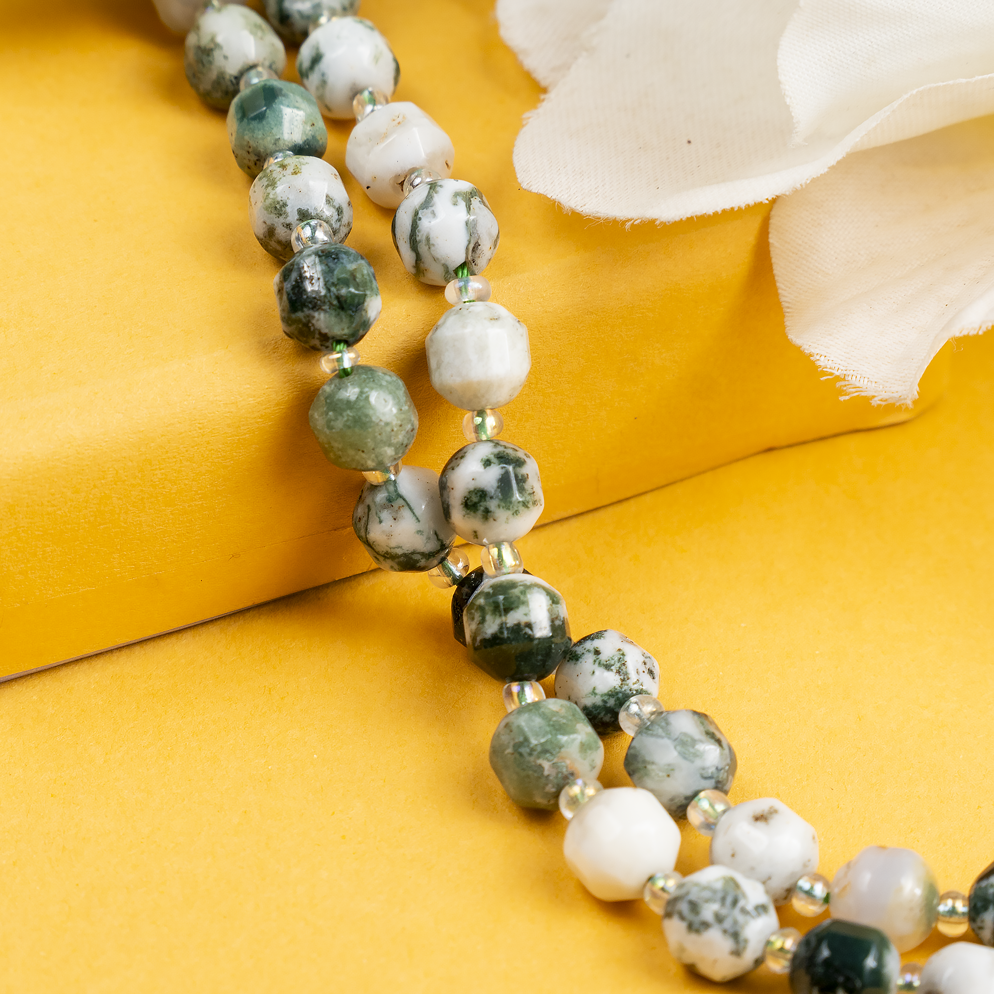 Tree Agate Faceted Prism Cut Beads For Jewelry Making