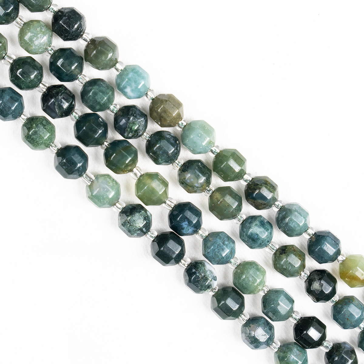Moss Agate Faceted Prism Cut Beads For Jewelry Making  DestGlow