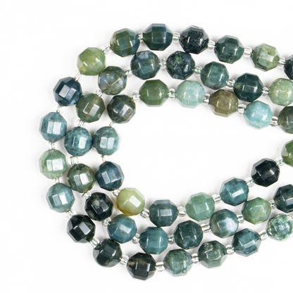 Moss Agate Faceted Prism Cut Beads For Jewelry Making  DestGlow