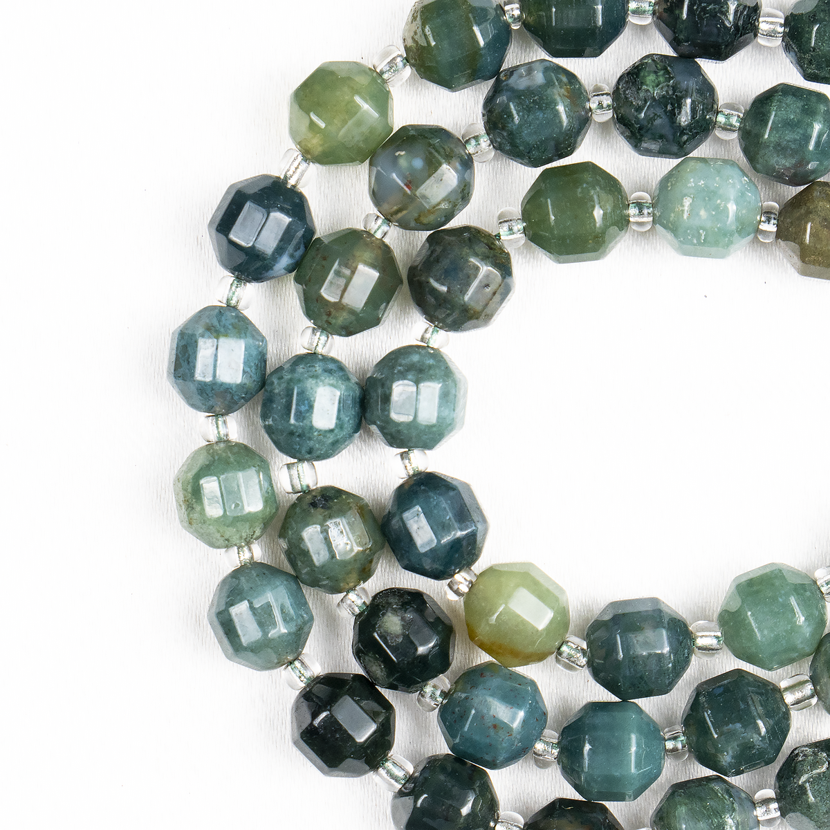 Moss Agate Faceted Prism Cut Beads For Jewelry Making  DestGlow
