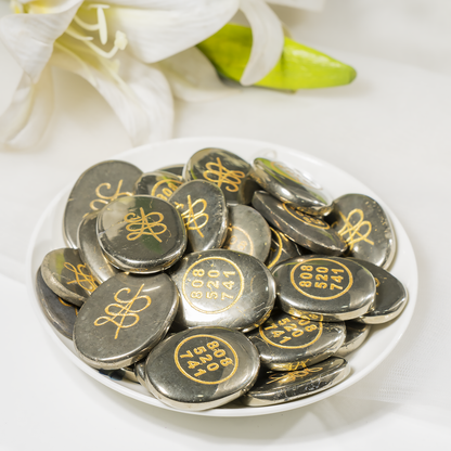 Pyrite Zibu Stones, Zibu Crystals Success Zibu Coins  DestGlow