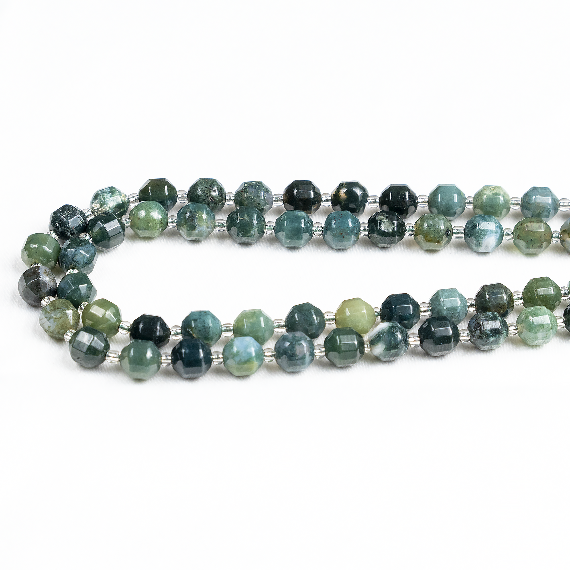 Moss Agate Faceted Prism Cut Beads For Jewelry Making  DestGlow