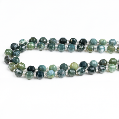 Moss Agate Faceted Prism Cut Beads For Jewelry Making  DestGlow
