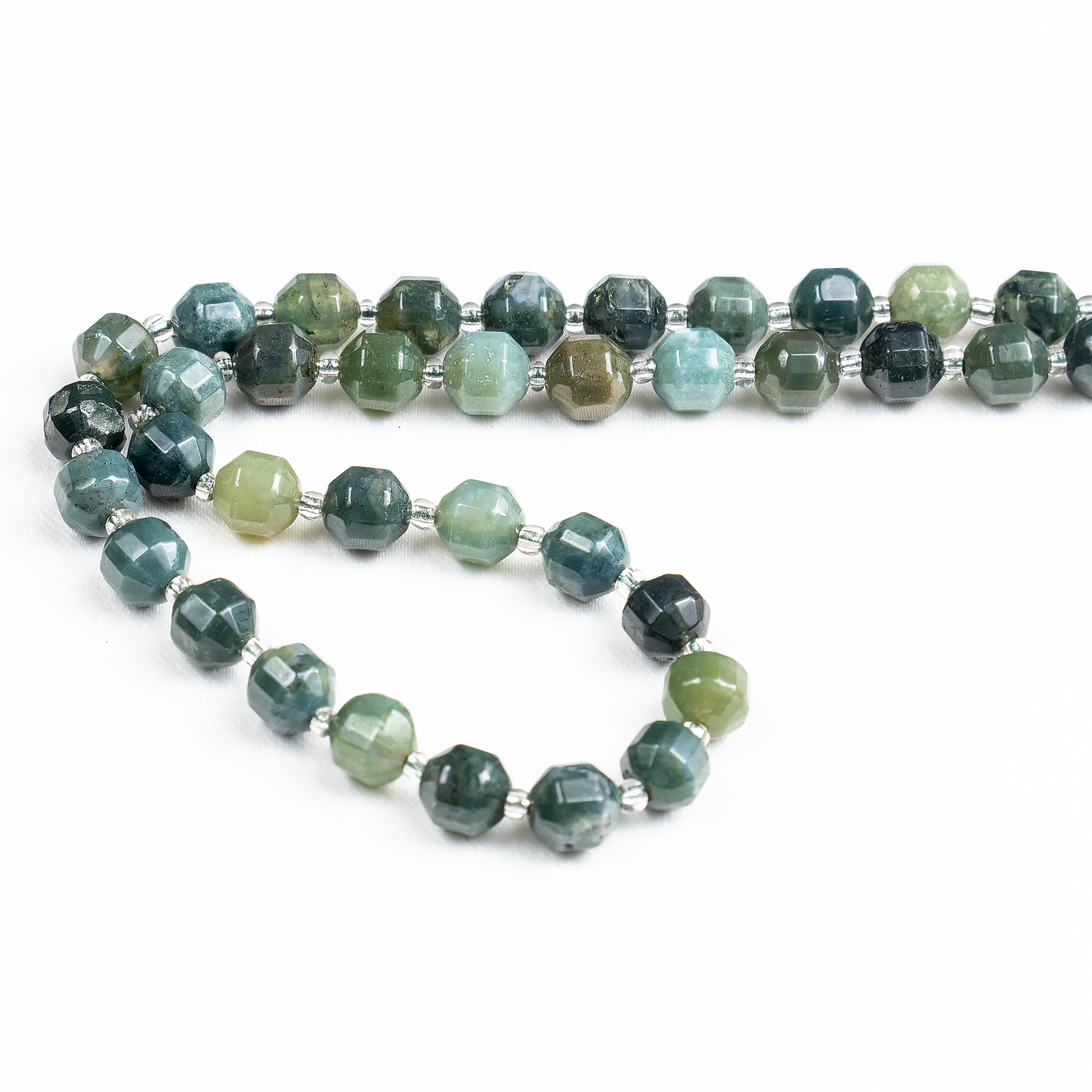 Moss Agate Faceted Prism Cut Beads For Jewelry Making  DestGlow