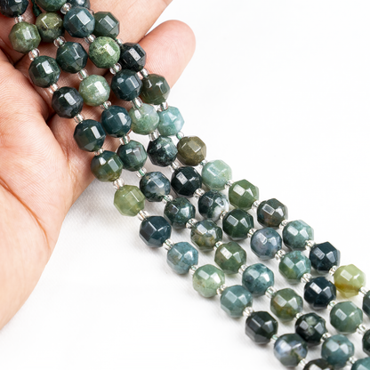 Moss Agate Faceted Prism Cut Beads For Jewelry Making  DestGlow