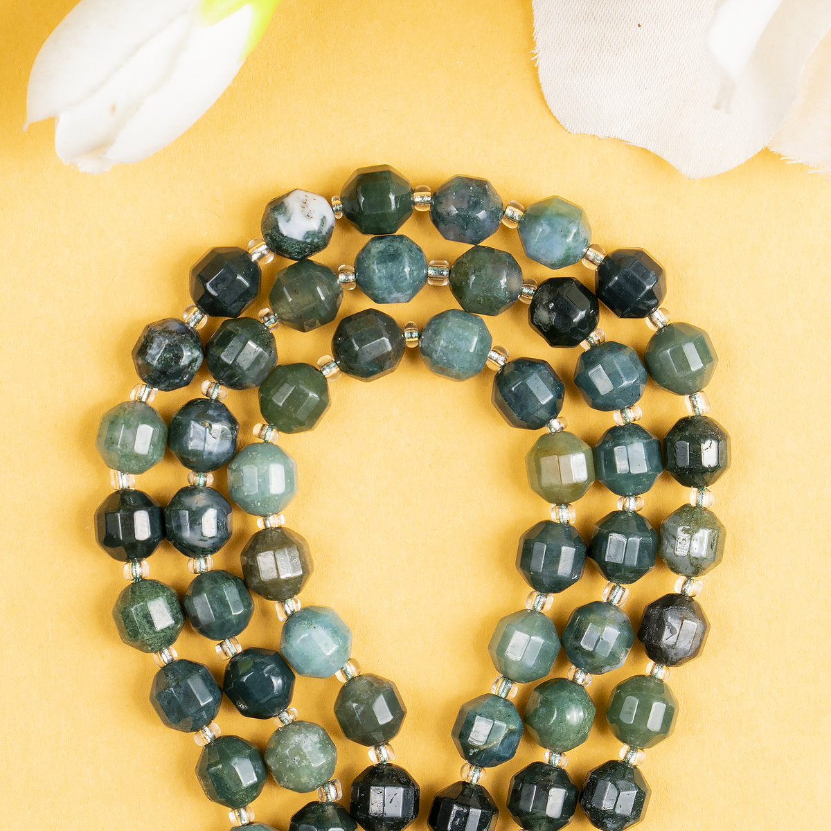Moss Agate Faceted Prism Cut Beads For Jewelry Making  DestGlow