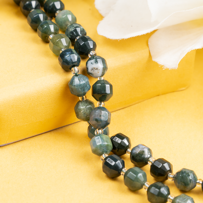 Moss Agate Faceted Prism Cut Beads For Jewelry Making  DestGlow
