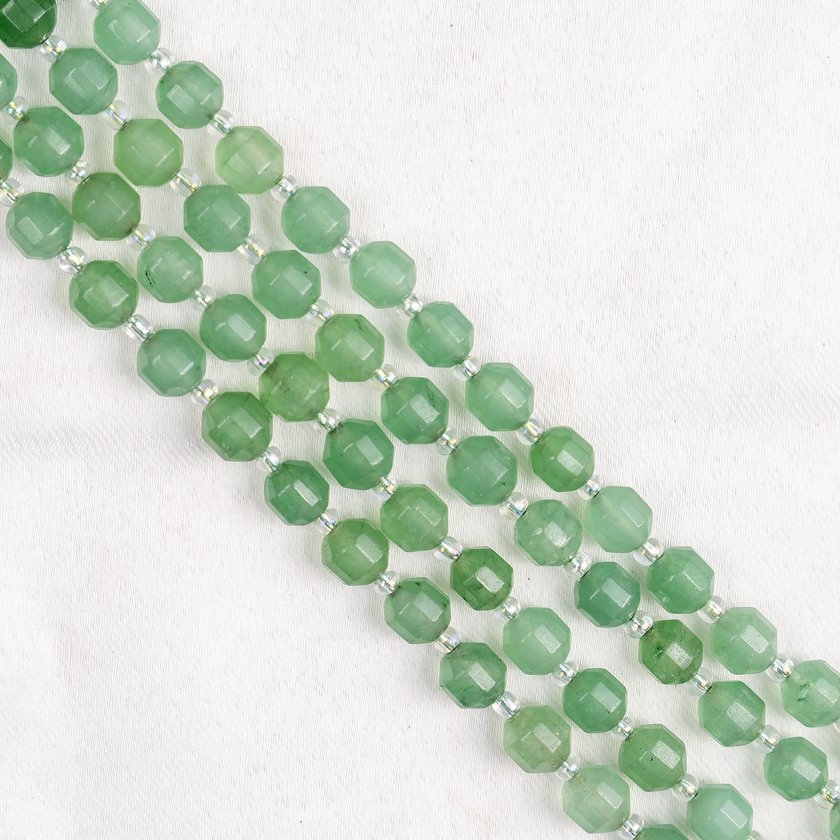 Green Aventurine Faceted Prism Cut Beads For Jewelry Making
